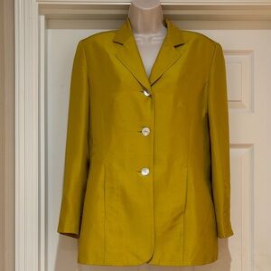 NWT Newport News Easy Style Elegant Mustard Color Silk Women's Blazer Size 10